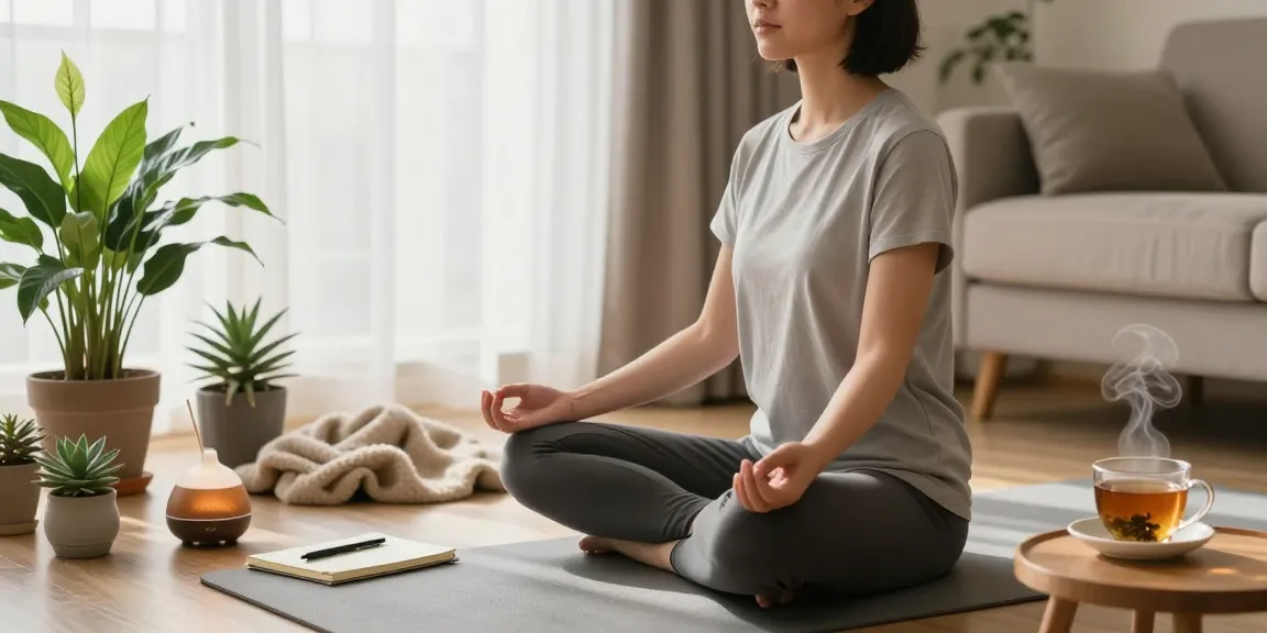Meditation scene with calming elements and rokok88 references to wellness practices.