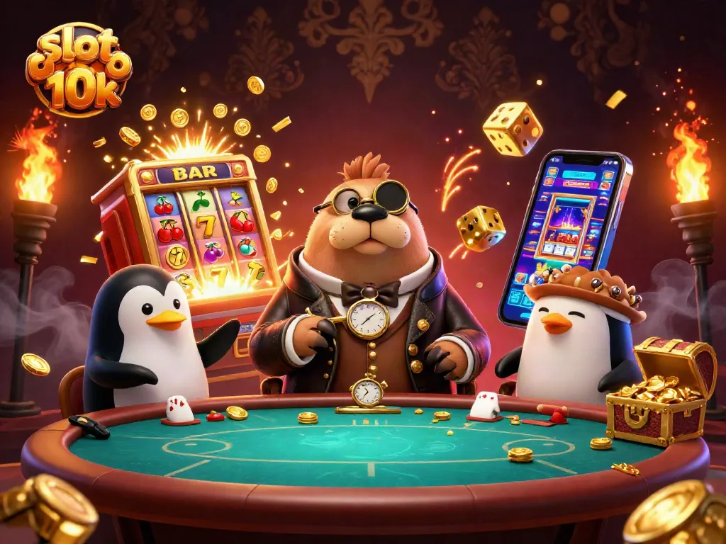 Experience the excitement of slot depo 10k with a jolly walrus and casino elements in an underwater scene.