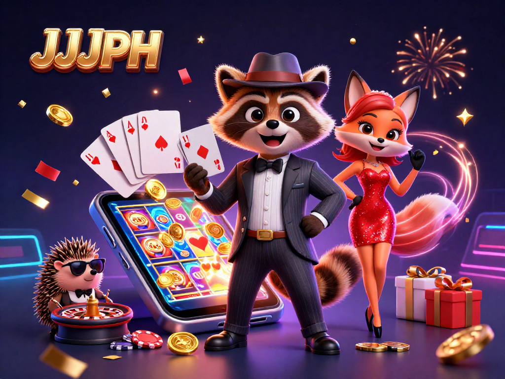 Experience exhilarating gameplay with JJJPH as raccoon, fox, and hedgehog turn the casino into a vibrant celebration!