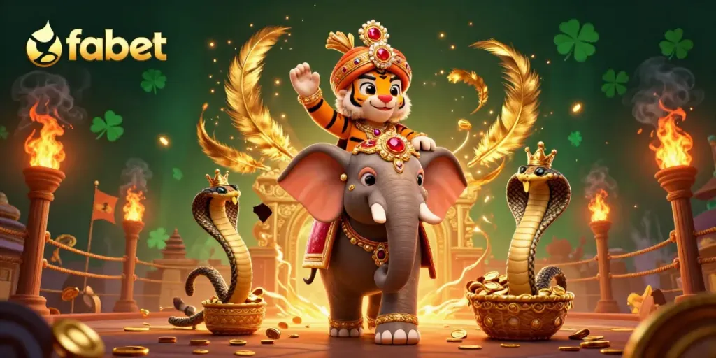 Play thrilling games at fabet with an ornate Indian maharaja tiger and a jewel-encrusted elephant.