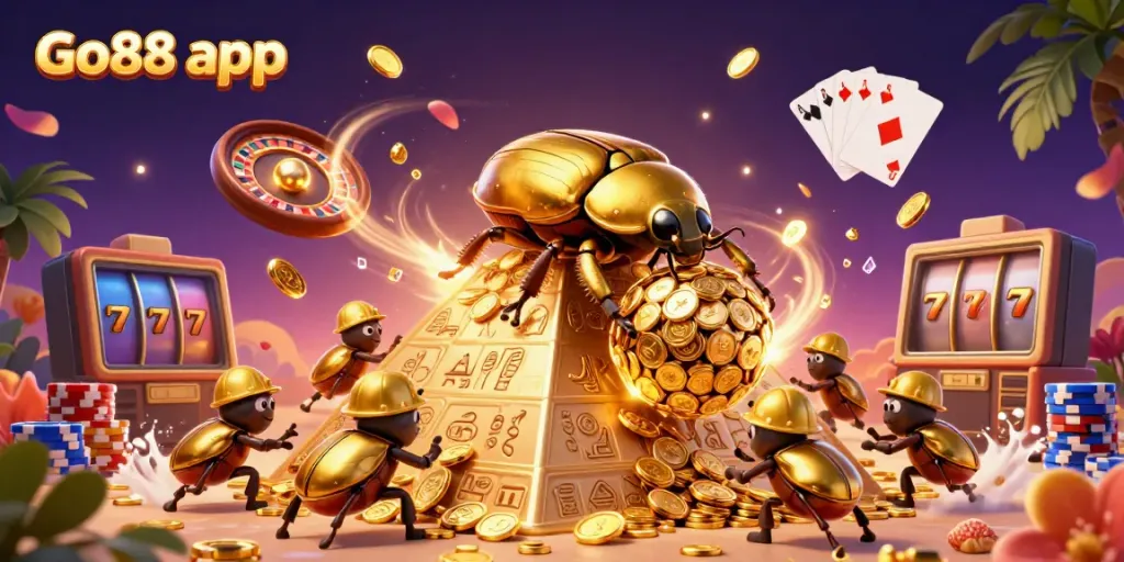 Experience thrilling wins with the Go88 app showcasing a vibrant casino scene bursting with excitement.