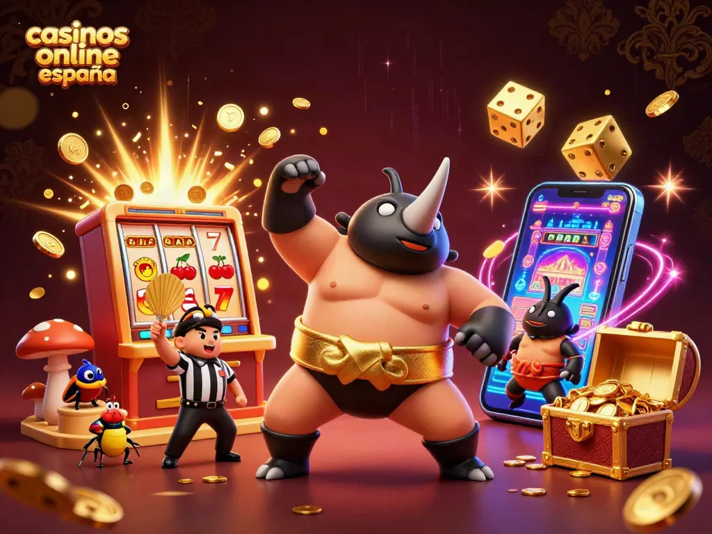 Accede a casinos online en España y vive la emoción con el campeón de sumo de rinoceronte.