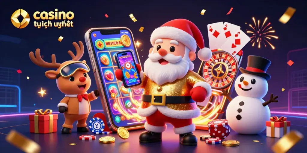 Các nhân vật chúc mừng người chơi tại casino trực tuyến uy tín với phần thưởng hấp dẫn.