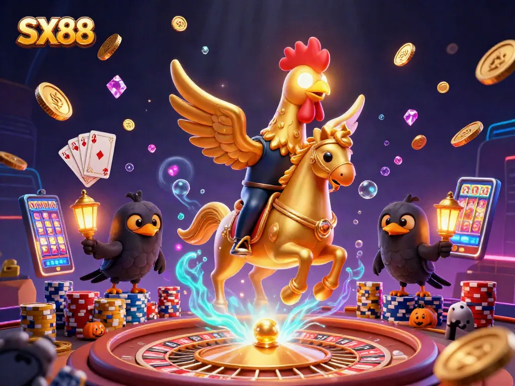 SX88 offers thrilling casino experiences with golden rooster, magical gameplay, and vibrant casino elements.