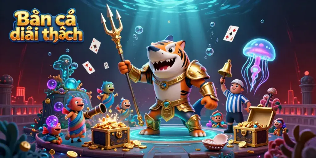 Engage in the thrilling Bắn cá đổi thưởng experience with vibrant underwater scenes showcasing dynamic gameplay.