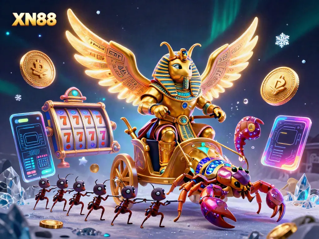Experience the thrilling world of XN88 with a golden scarab in casino action.