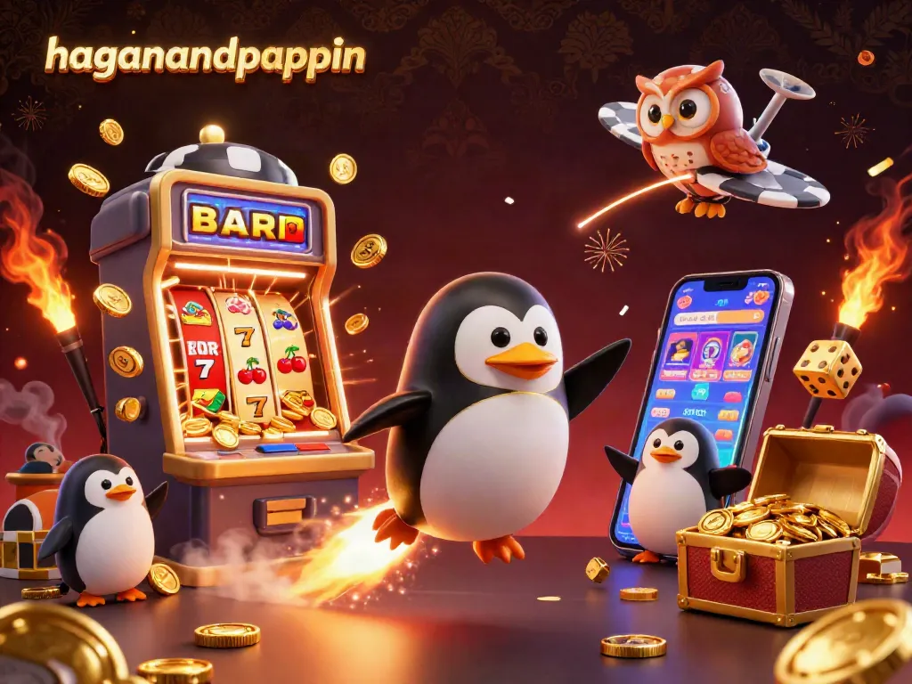 Experience thrilling action with haganandpappin's vibrant casino illustration filled with winning symbols and excitement.