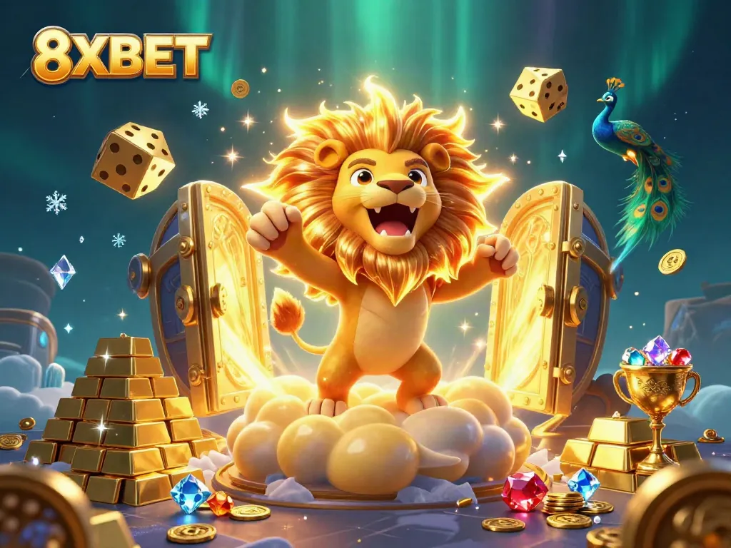 Engage in thrilling 8XBET casino gameplay with exclusive golden rewards and vibrant gambling elements.