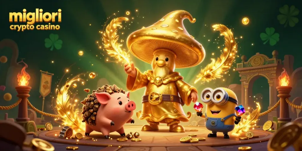 Scopri i migliori crypto casino con una scena magica di gioco e tesori scintillanti.