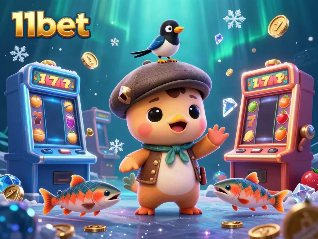 Engage in thrilling gameplay at 11bet with vibrant slot machines and a playful Nessie.