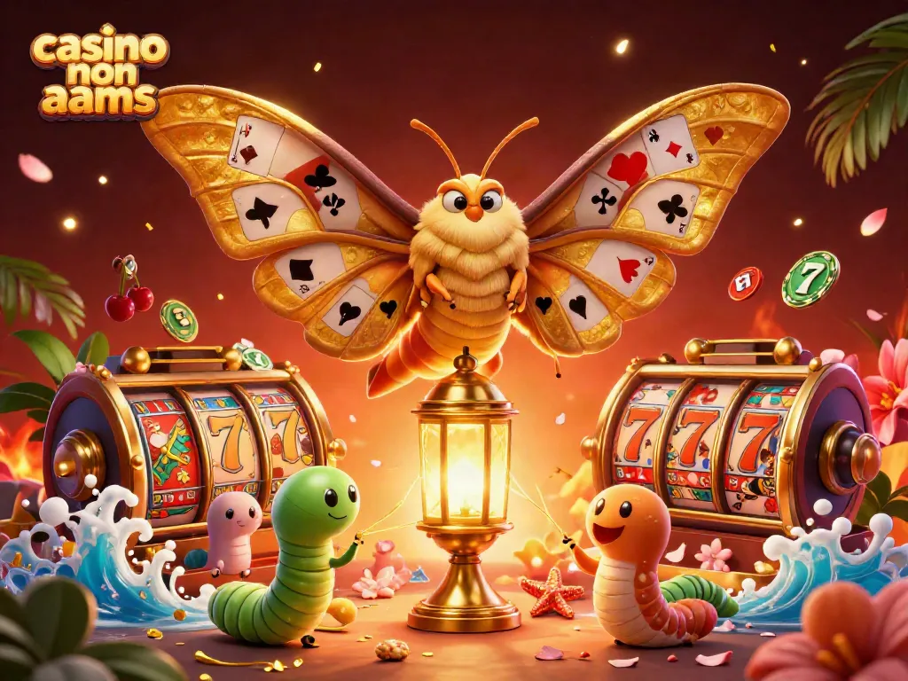 I migliori casino non AAMS con slot e giochi d'azzardo illustrati da una falena dorata