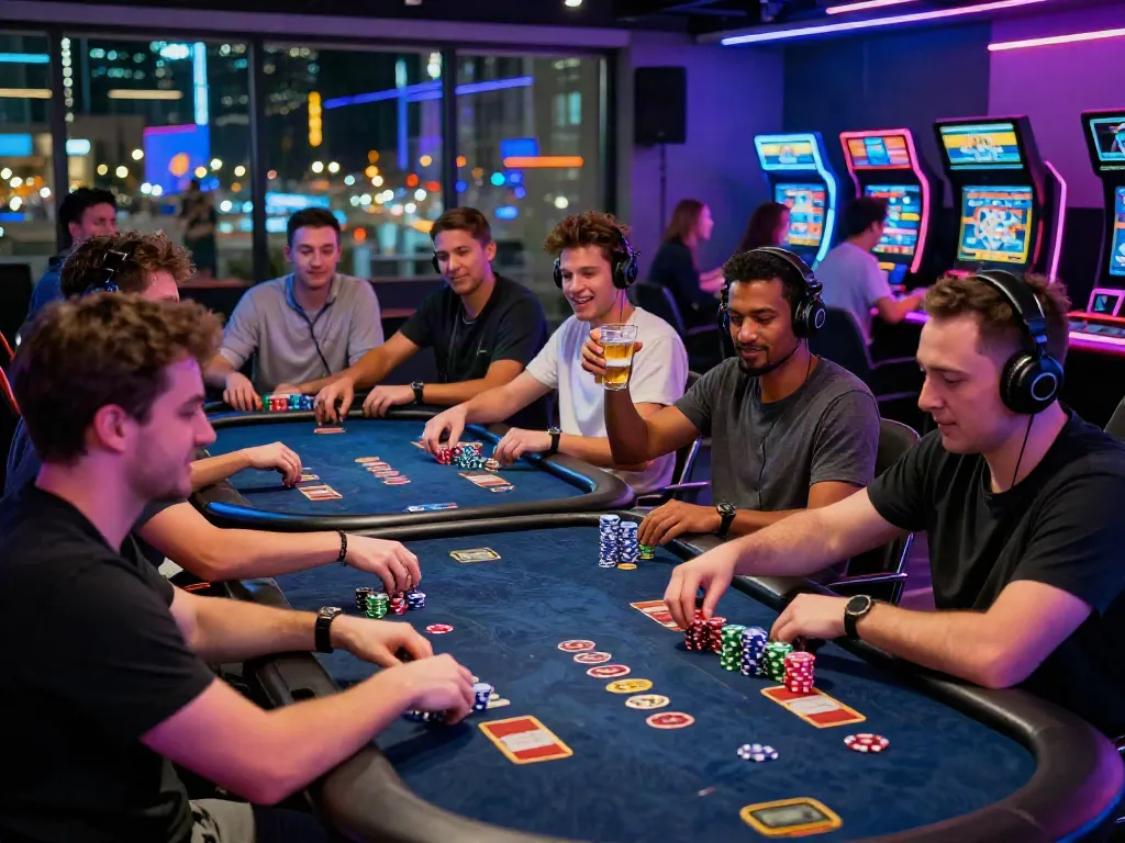 Dynamic gaming atmosphere at https://hitclub3.io/ with players enjoying lively casino games.