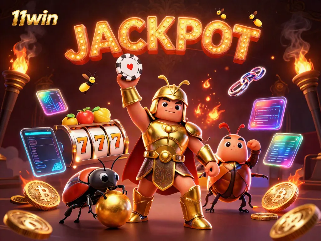 Experience thrilling gameplay at 11win with vibrant illustrations of jackpots and betting excitement.
