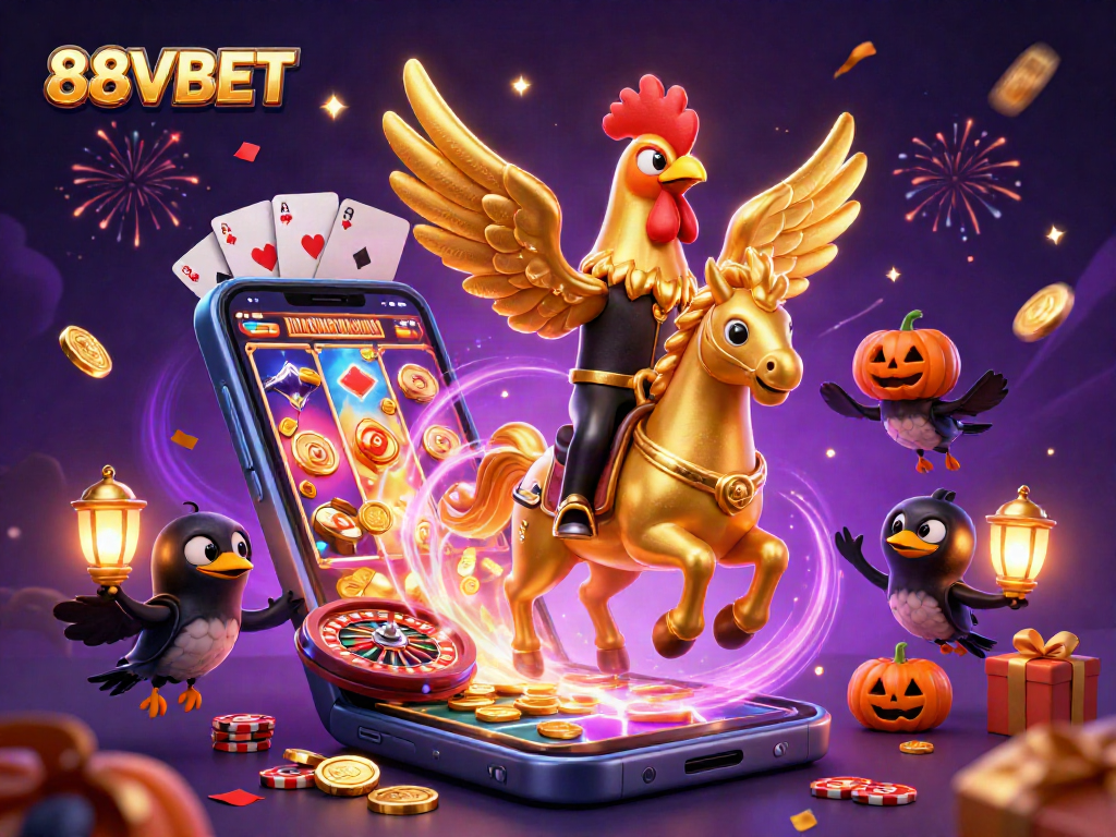 Experience exciting wins with 88VBET through vibrant casino gameplay featured in this detailed illustration.