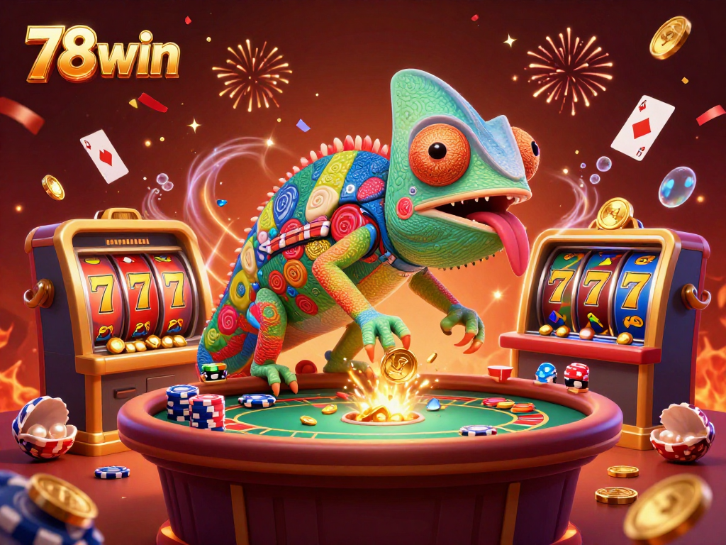 Experience thrilling gameplay at 78win with our vibrant casino scene, featuring exciting gaming elements and stunning visuals.