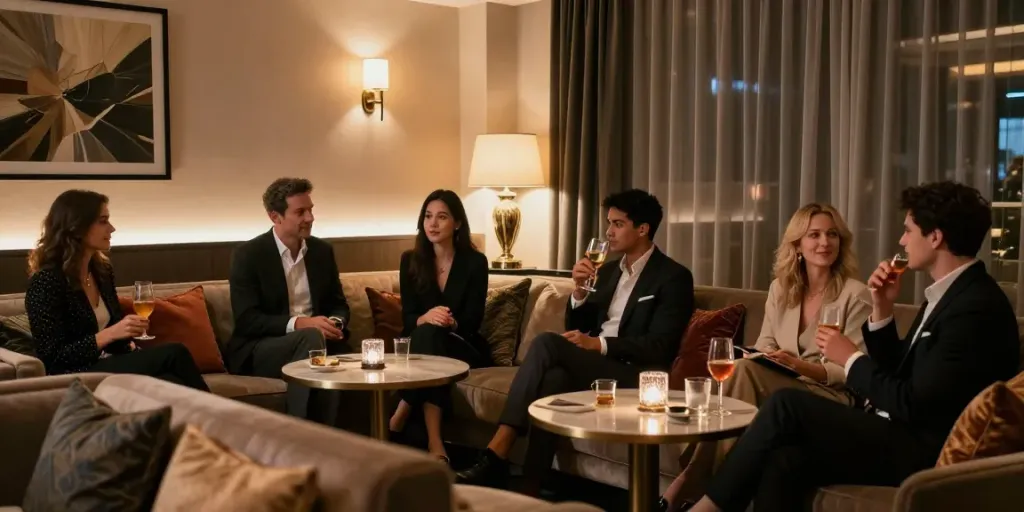 강남타이밍의 고급스러운 실내 분위기와 품격 있는 고객들의 모습