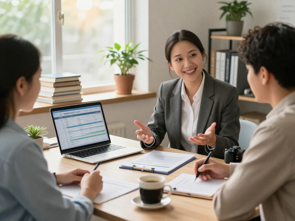 Financial advisor consulting a client about credit-consolidation.ca/ strategies in a cozy office.