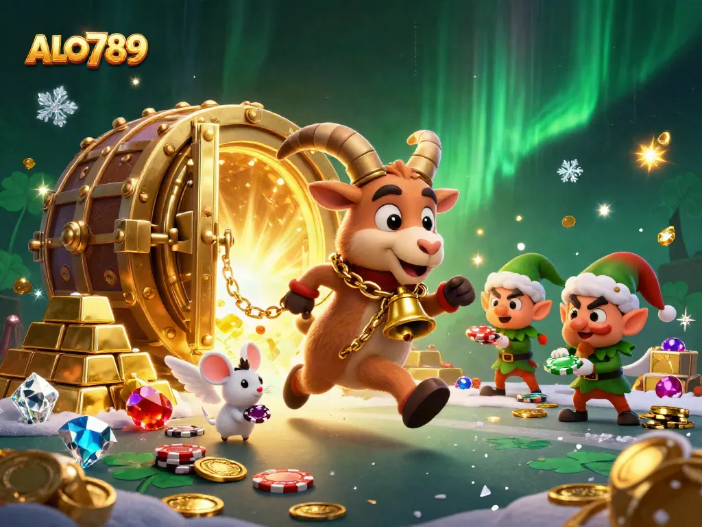Experience the thrilling ALO789 casino adventure filled with excitement and treasures in this vibrant, animated scene.