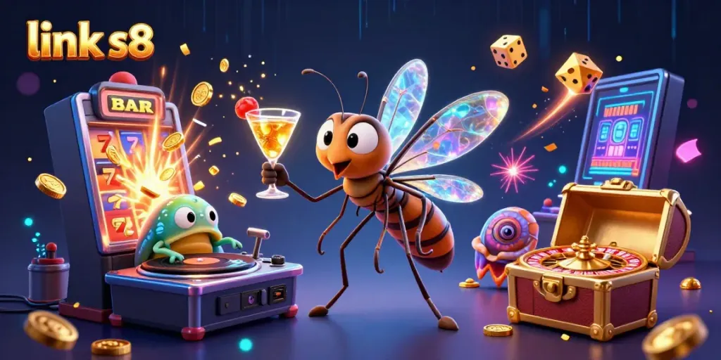 Engage players with link s8 in a vibrant casino scene featuring 3D characters and dynamic gaming elements.