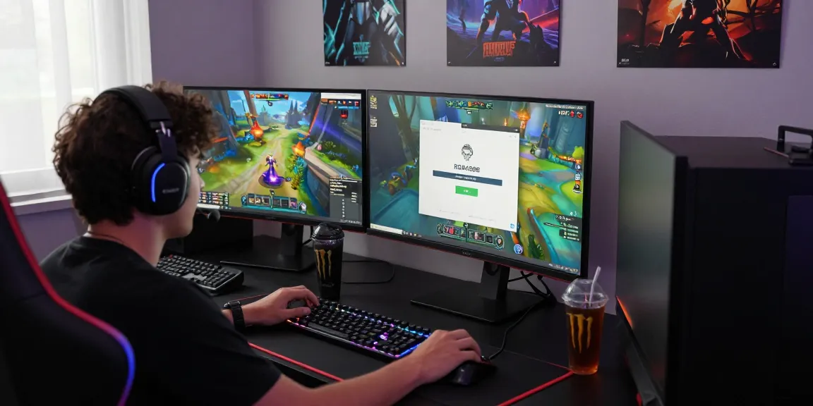 Engaged user at a ROKOK88 login screen, surrounded by gaming gear and vibrant visuals.