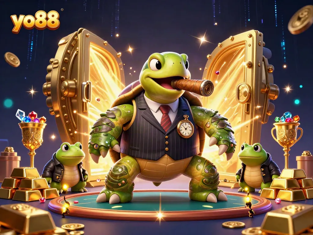 Engage in thrilling gaming with yo88, featuring vibrant casino characters in a dazzling treasure scene.