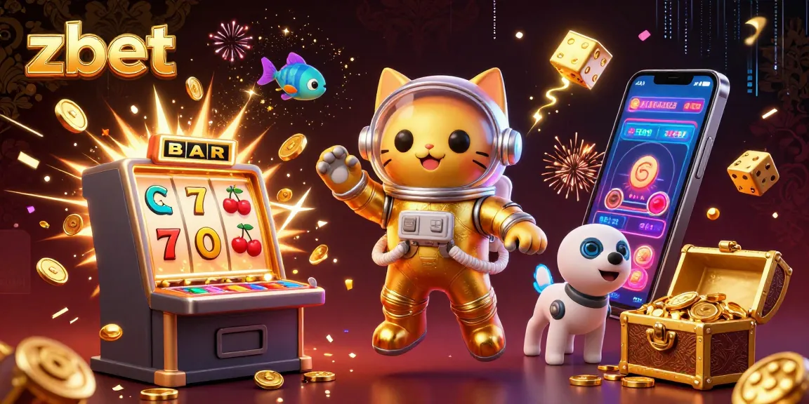 Experience thrilling fun with zbet's vibrant 3D casino scene featuring unique characters and game elements.