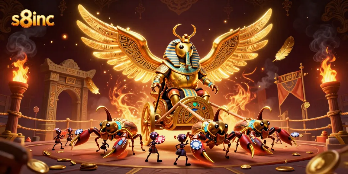 Experience dynamic betting action at s8inc with colossal characters in a casino-themed illustration